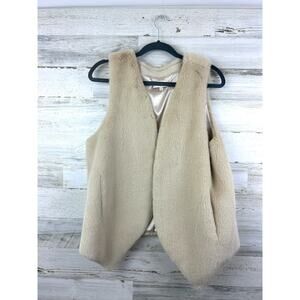 Skies Are Blue Women’s M Cream Faux Fur Lined Boho Vest Soft Anthropologie